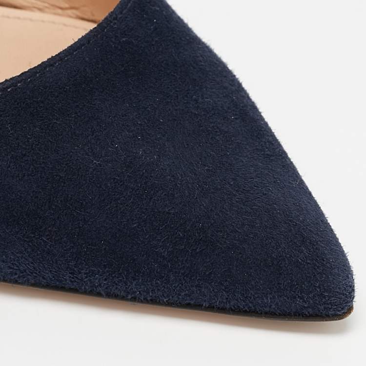 Pre Owned Gianvito Rossi Navy Blue Suede Gianvito 85 Pumps Size 38
