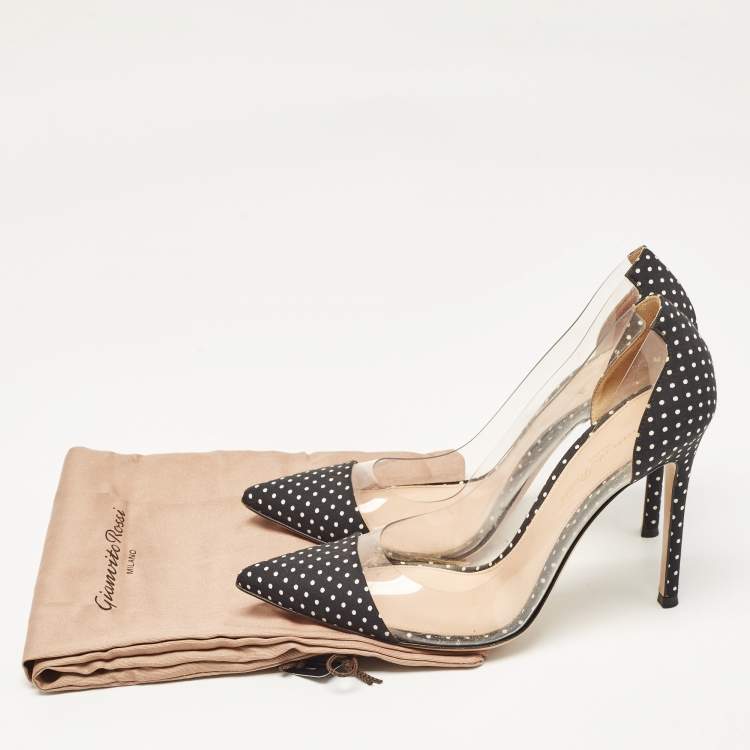 Pre Owned Gianvito Rossi Transparent/Blue Fabric and PVC Plexi Pumps Size 38