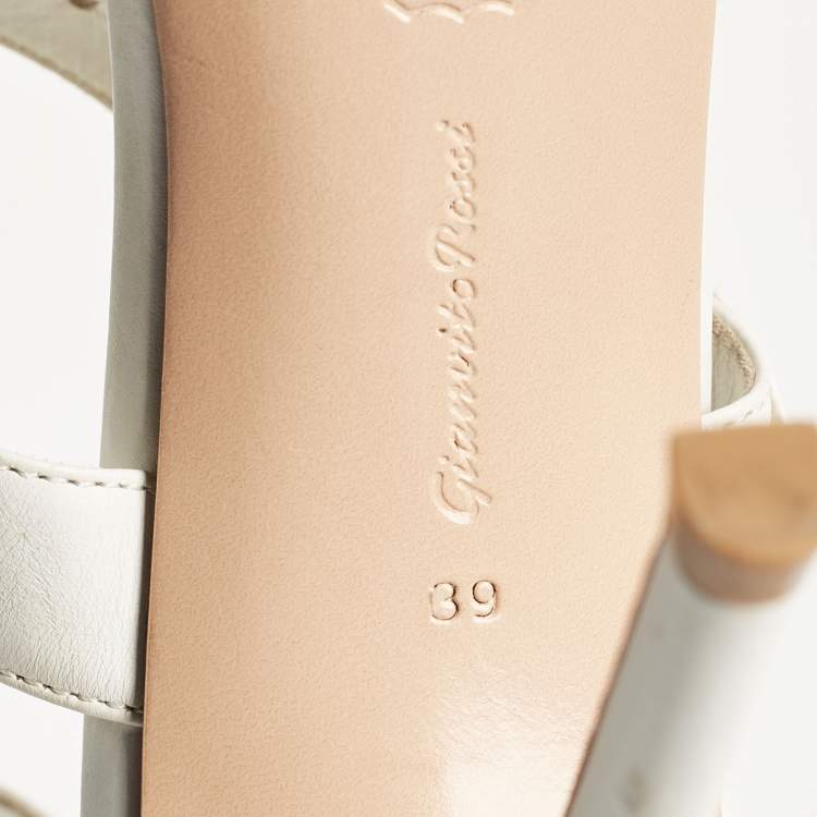 Pre Owned Gianvito Rossi White Leather Belted Ankle-Strap Sandals Size 39