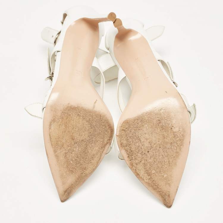 Pre Owned Gianvito Rossi White Leather Belted Ankle-Strap Sandals Size 39
