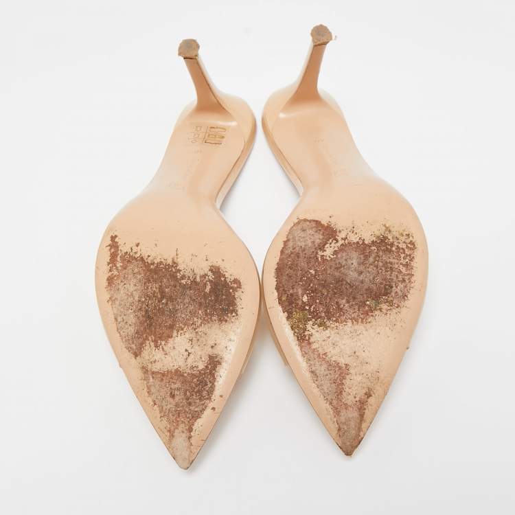 Pre Owned Gianvito Rossi Beige PVC Elle Slide Sandals Size 40