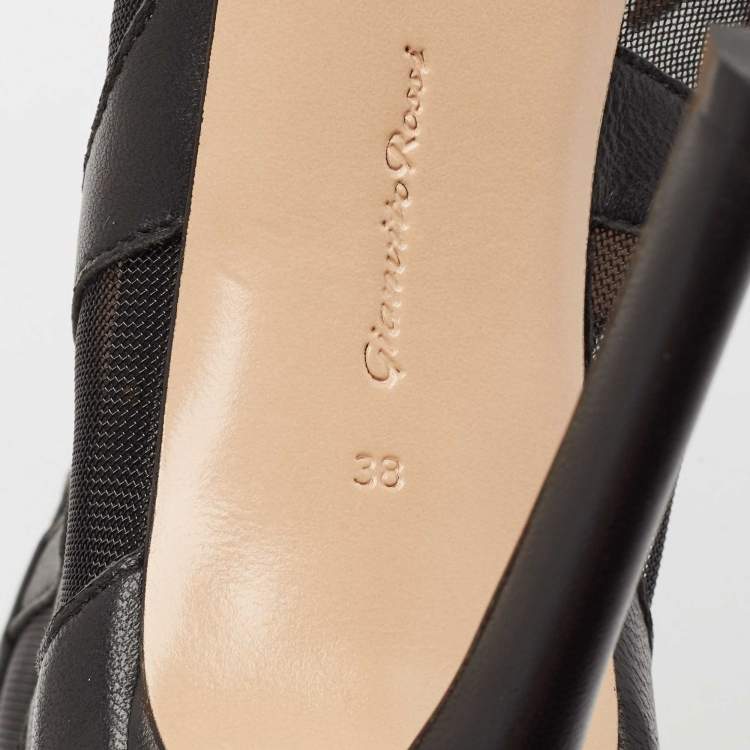 Pre Owned Gianvito Rossi Black Mesh Ankle Length Boots Size 38