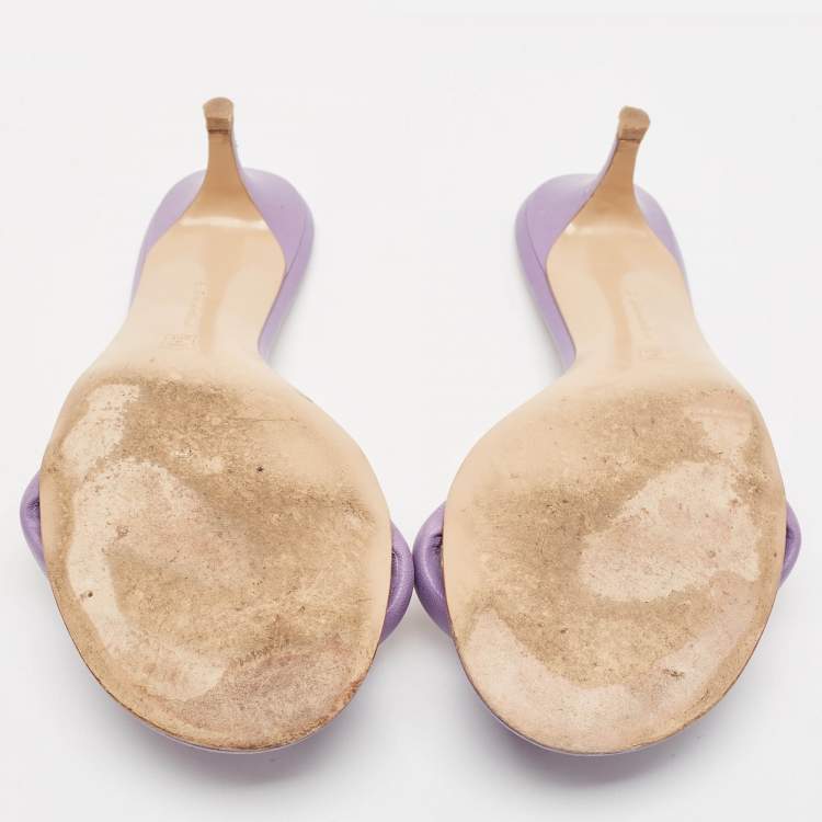 Pre Owned Gianvito Rossi Purple Leather Elle Slide Sandals Size 40