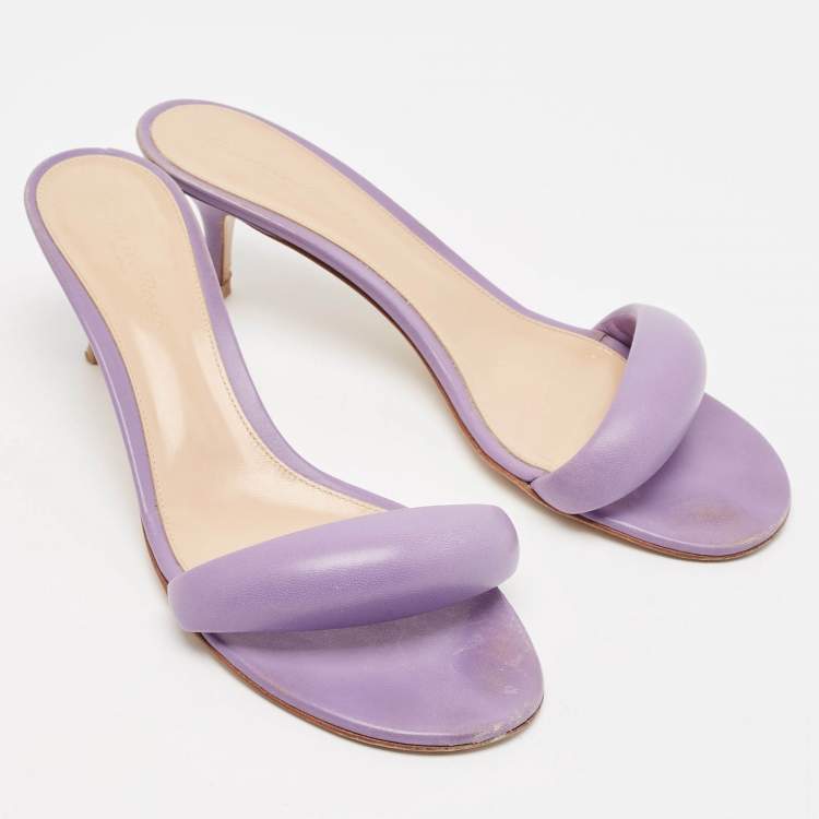 Pre Owned Gianvito Rossi Purple Leather Elle Slide Sandals Size 40