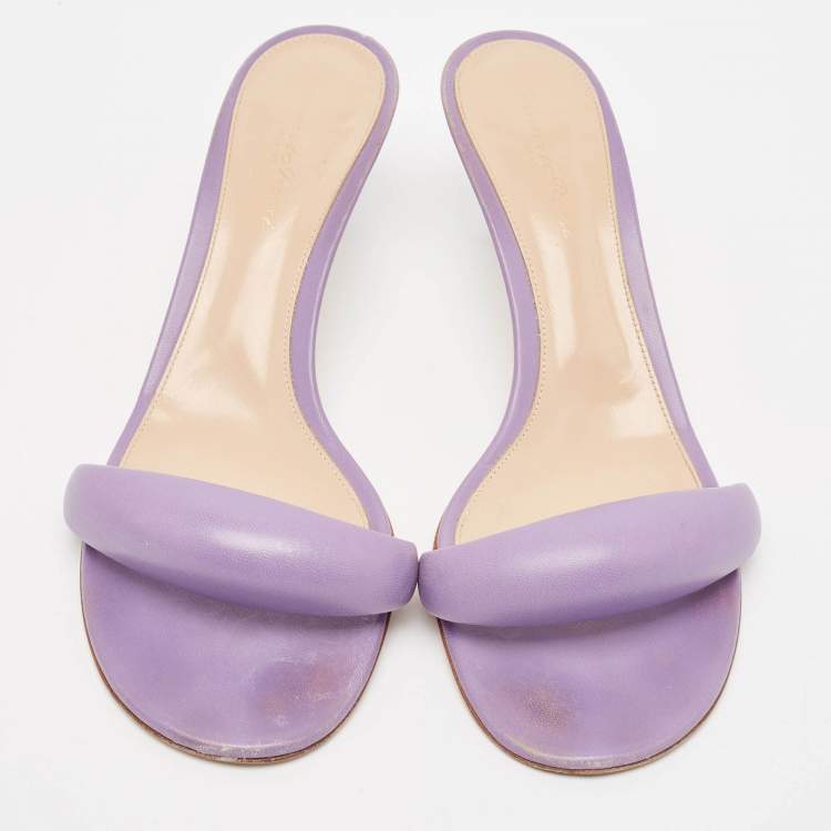 Pre Owned Gianvito Rossi Purple Leather Elle Slide Sandals Size 40