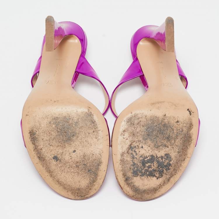 Pre Owned Gianvito Rossi Pink Leather Aura Sandals Size 39.5