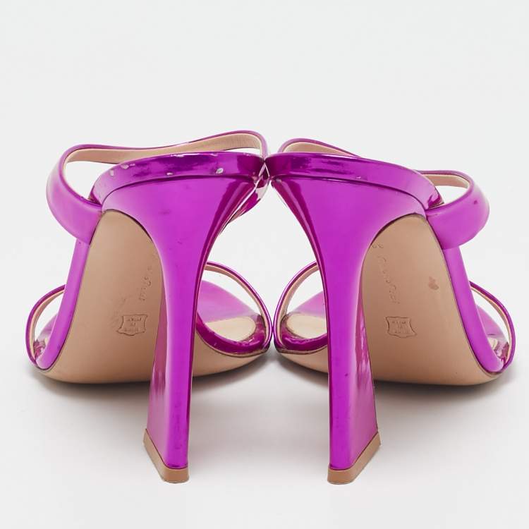Pre Owned Gianvito Rossi Pink Leather Aura Sandals Size 39.5