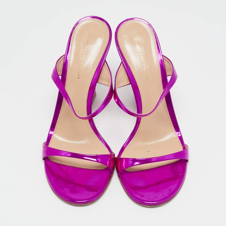Pre Owned Gianvito Rossi Pink Leather Aura Sandals Size 39.5