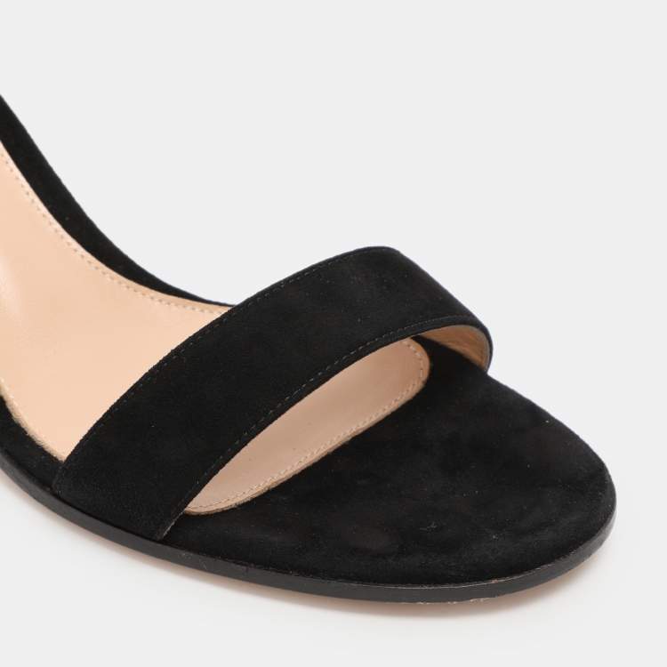 Pre Owned Gianvito Rossi Black Suede Versilia Sandals Size 38.5