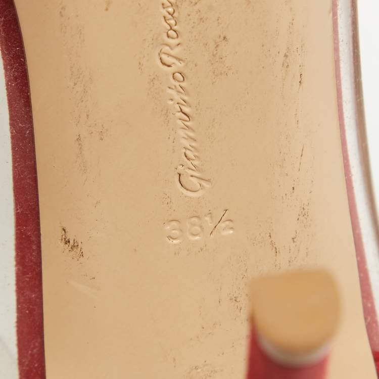 Pre Owned Gianvito Rossi Transparent/Red Suede and PVC Plexi Pointed Toe Pumps Size 38.5
