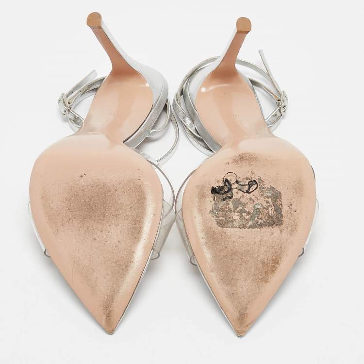 Pre Owned Gianvito Rossi Transparent Leather and PVC Plexi Stark Sandals Size 37