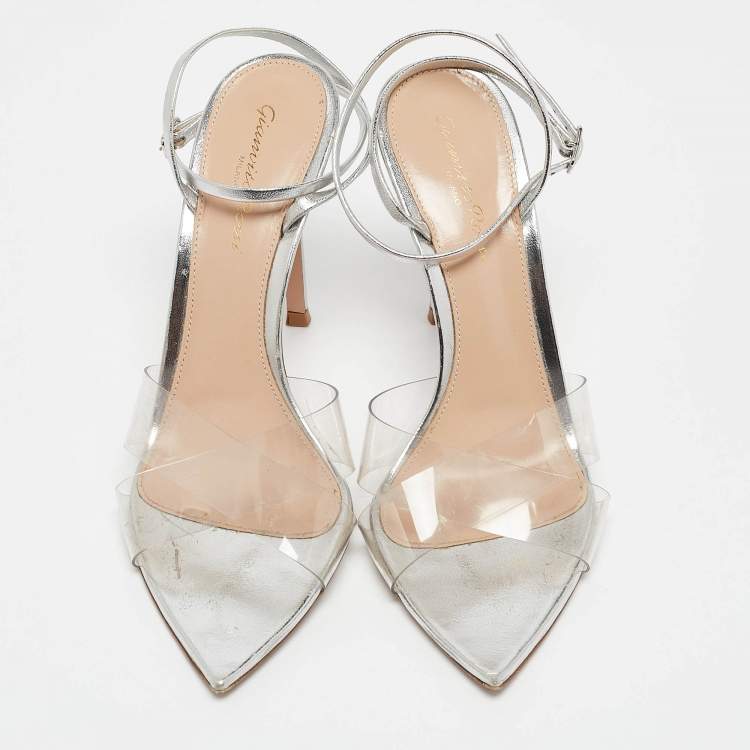 Pre Owned Gianvito Rossi Transparent Leather and PVC Plexi Stark Sandals Size 37