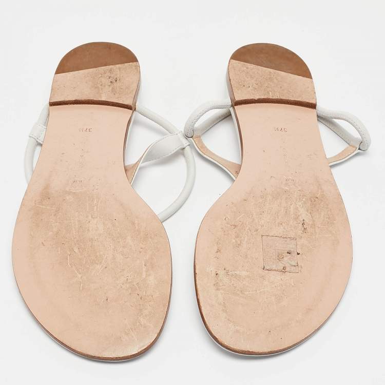 Pre Owned Gianvito Rossi White Leather Thong Flat Sandals Size 37.5