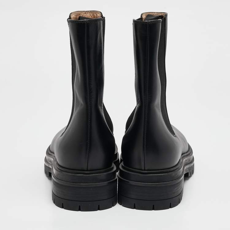 Pre Owned Gianvito Rossi Black Leather Montey Ankle Boots Size 39