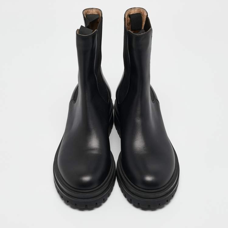 Pre Owned Gianvito Rossi Black Leather Montey Ankle Boots Size 39