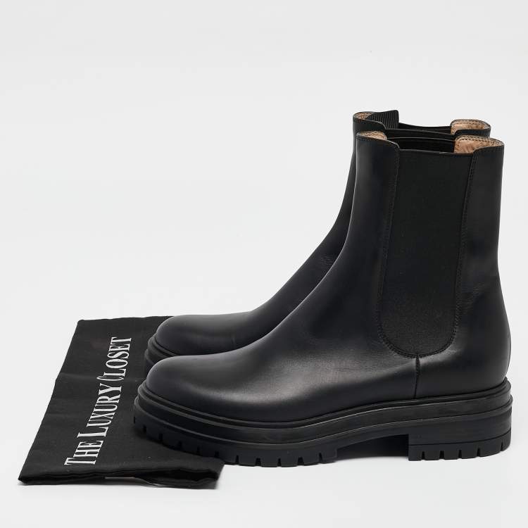 Pre Owned Gianvito Rossi Black Leather Montey Ankle Boots Size 39