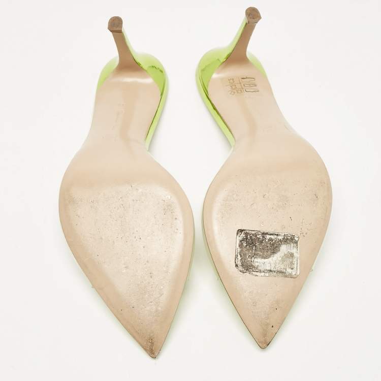 Pre Owned Gianvito Rossi Green PVC Elle Slide Sandals Size 38