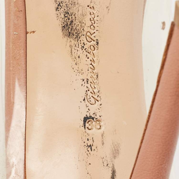 Pre Owned Gianvito Rossi Multicolor Python, Leather and PVC Plexi Pointed Toe Pumps Size 38