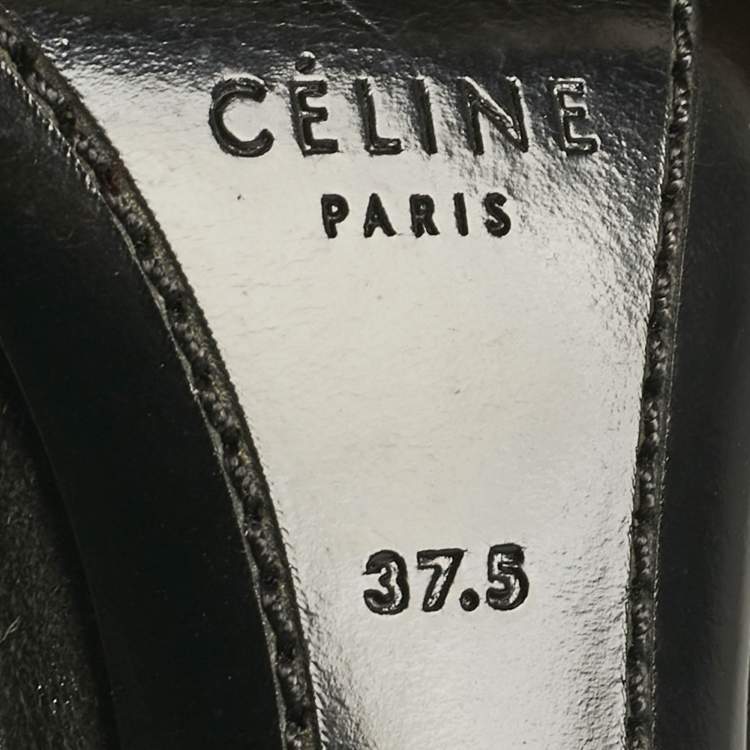 Pre Owned Celine Black Suede Ankle Strap Sandals Size 37.5