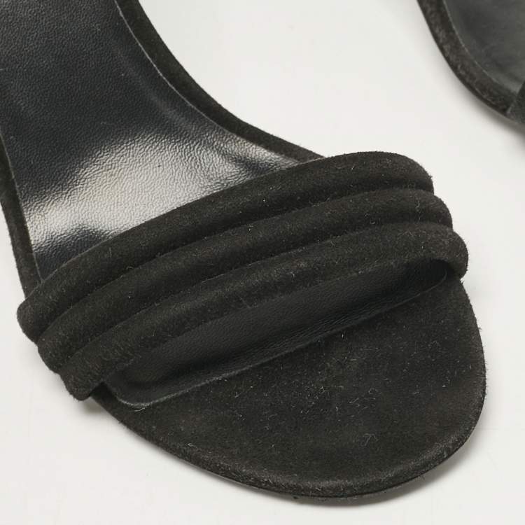 Pre Owned Celine Black Suede Ankle Strap Sandals Size 37.5