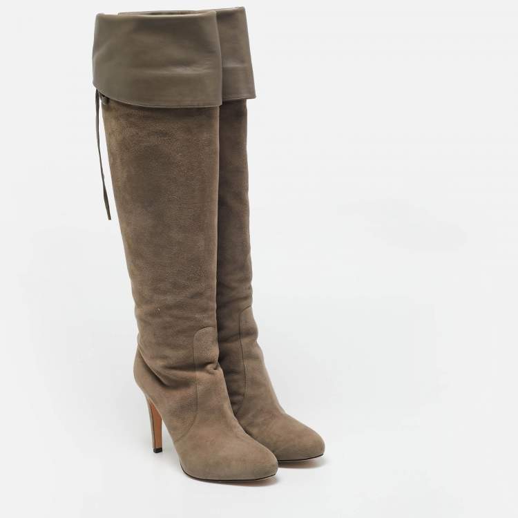 Pre Owned Gianvito Rossi Beige Suede Knee Length Boots Size 39