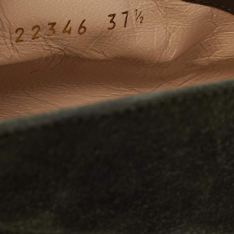 Pre Owned Gianvito Rossi Green Suede Vamp Boots Size 37.5