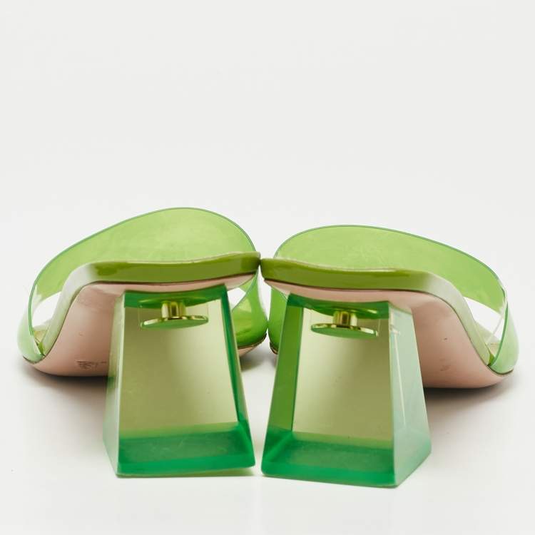 Pre Owned Gianvito Rossi Green PVC Cosmic Slide Sandals Size 41