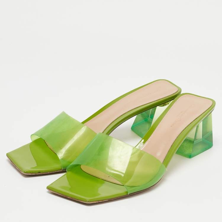 Pre Owned Gianvito Rossi Green PVC Cosmic Slide Sandals Size 41
