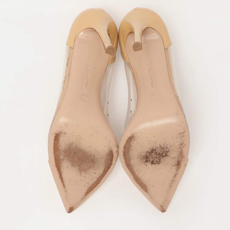 Pre Owned Gianvito Rossi Beige Patent Leather and PVC Plexi Pumps Size 39