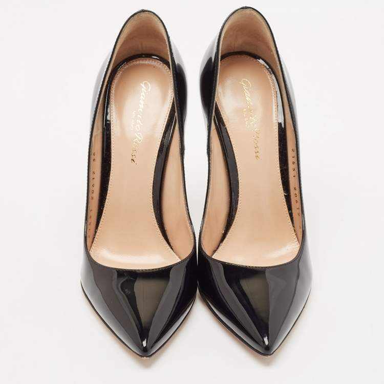 Pre Owned Gianvito Rossi Black Patent Leather Gianvito 105 Pumps Size 36