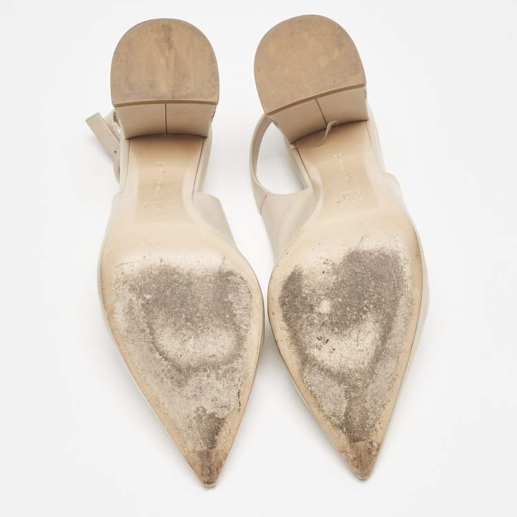 Pre Owned Gianvito Rossi Beige Leather Agathe Slingback Pumps Size 36