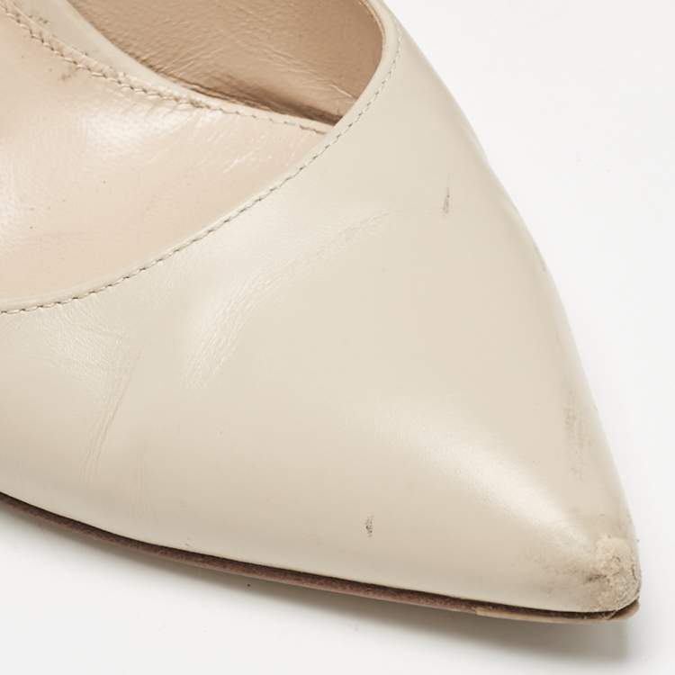 Pre Owned Gianvito Rossi Beige Leather Agathe Slingback Pumps Size 36