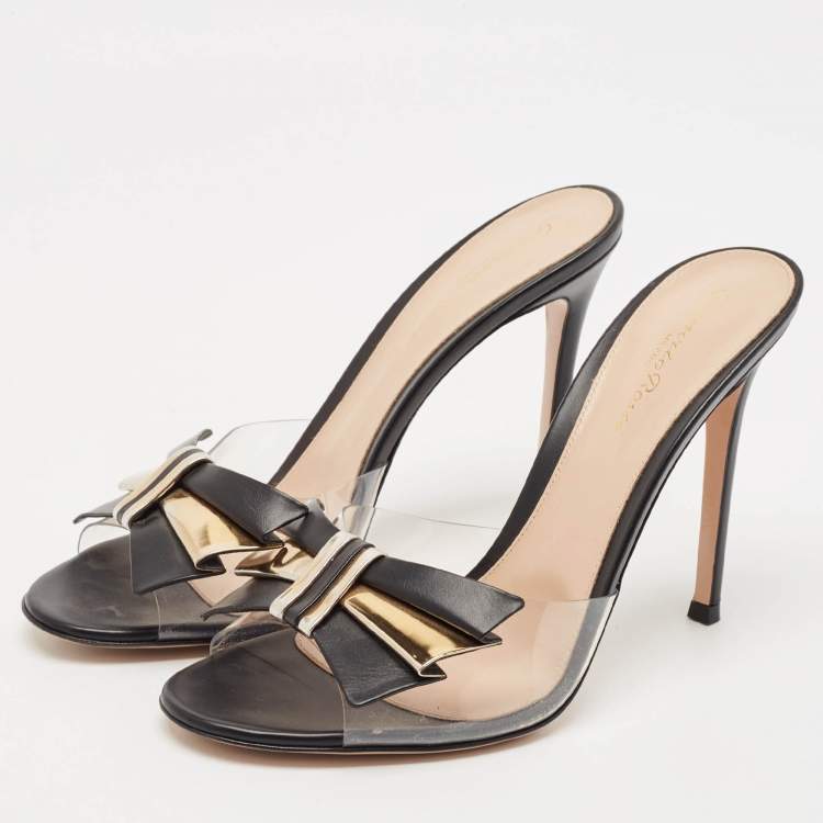 Pre Owned Gianvito Rossi Transparent Leather and PVC Slide Sandals Size 40