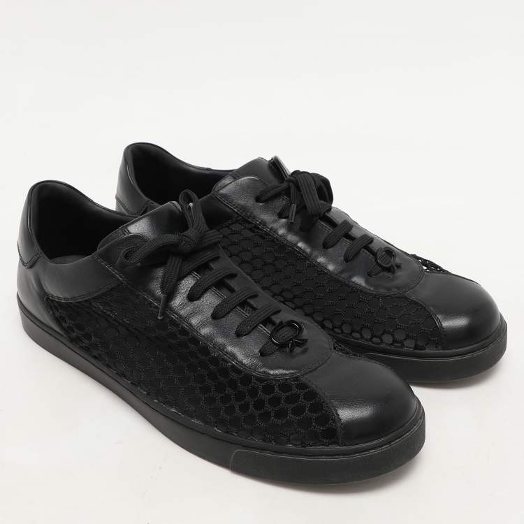 Pre Owned Gianvito Rossi Black Knit and Leather Helena Low Top Sneakers Size 41