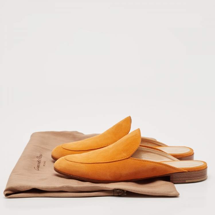Pre Owned Gianvito Rossi Orange Suede Palau Mules Size 36
