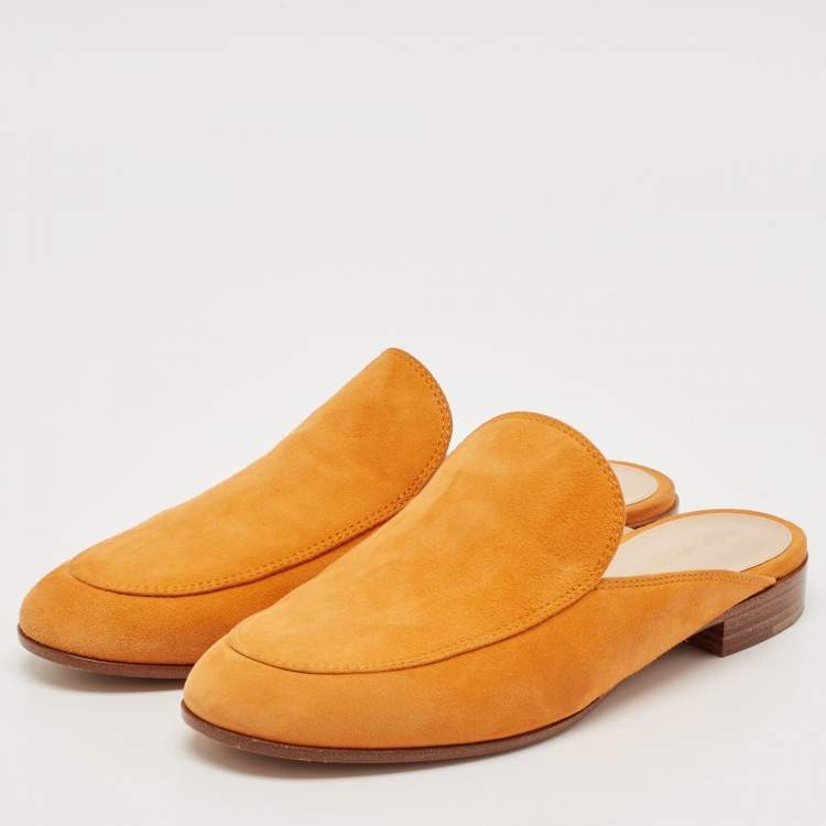 Pre Owned Gianvito Rossi Orange Suede Palau Mules Size 36
