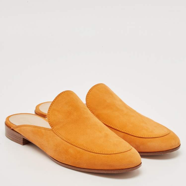 Pre Owned Gianvito Rossi Orange Suede Palau Mules Size 36