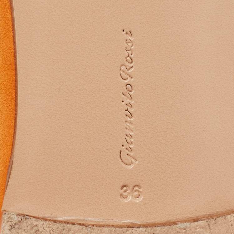 Pre Owned Gianvito Rossi Orange Suede Palau Mules Size 36