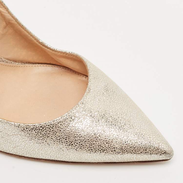 Pre Owned Gianvito Rossi Metallic Suede Pointed Toe Pumps Size 40