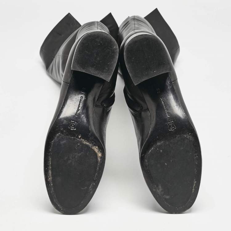 Pre Owned Gianvito Rossi Black Leather Over The Knee Boots Size 39.5