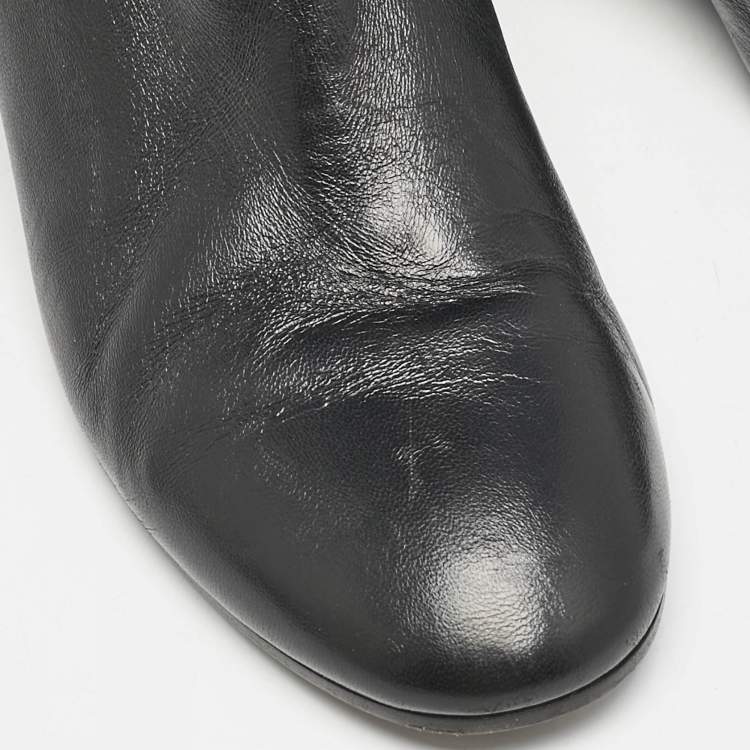 Pre Owned Gianvito Rossi Black Leather Over The Knee Boots Size 39.5