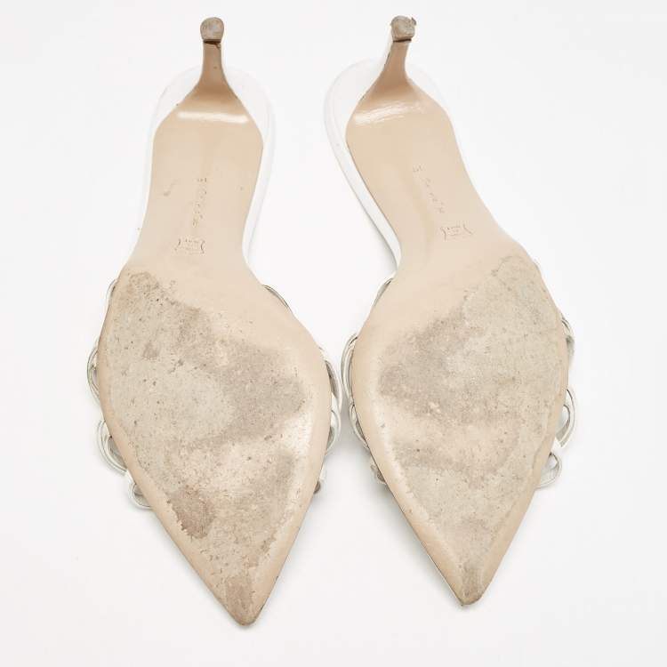 Pre Owned Gianvito Rossi White Leather Strappy Slide Sandals Size 39