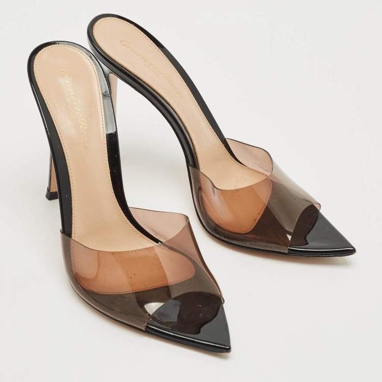 Pre Owned Gianvito Rossi Black PVC Elle Slide Sandals Size 37