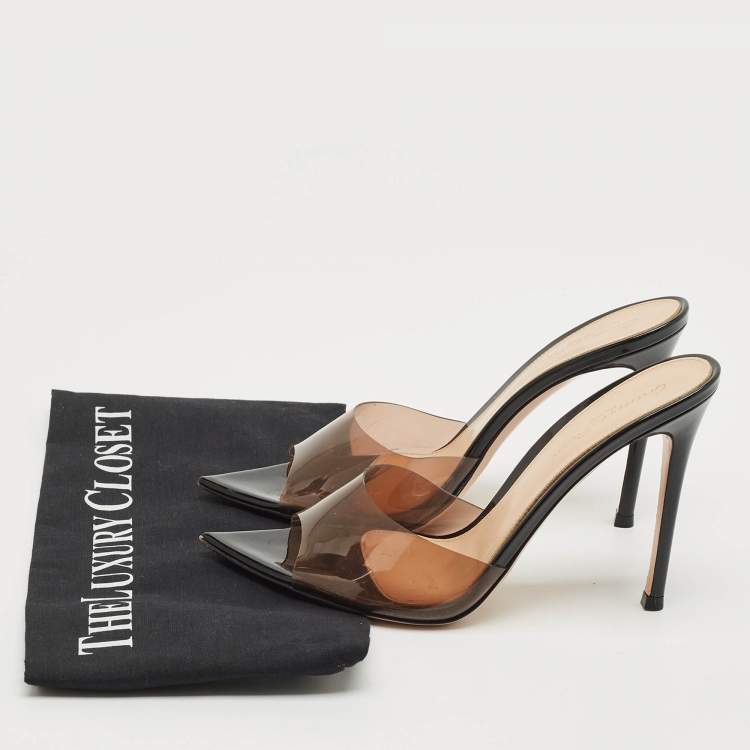 Pre Owned Gianvito Rossi Black PVC Elle Slide Sandals Size 37