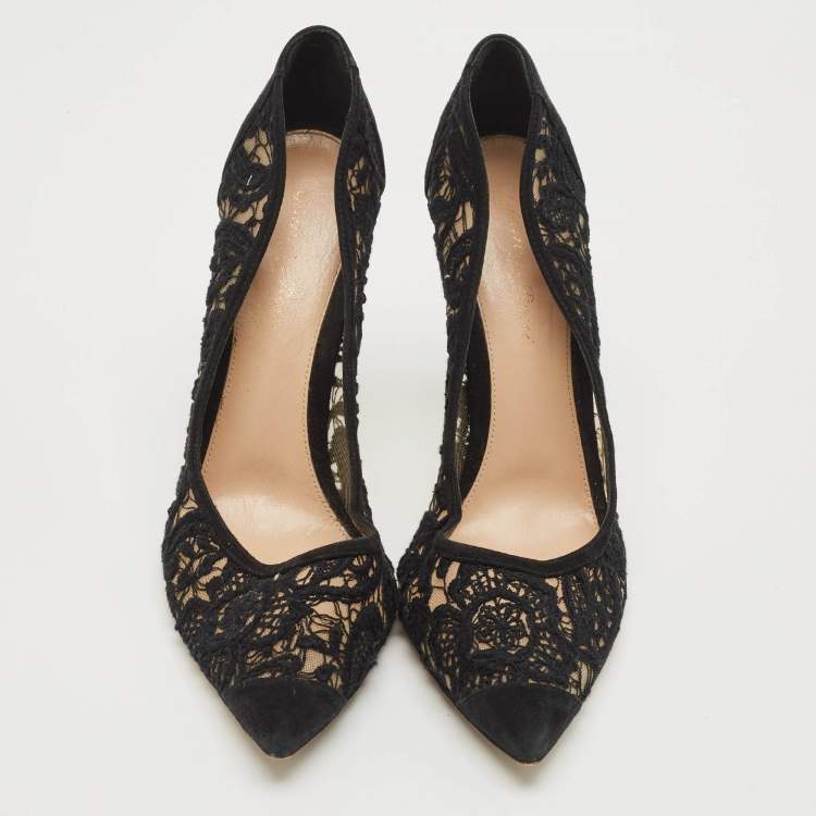 Pre Owned Gianvito Rossi Black Suede Pointed Toe  Pumps Size 40.5