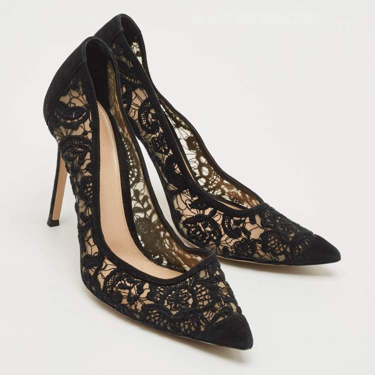 Pre Owned Gianvito Rossi Black Suede Pointed Toe  Pumps Size 40.5