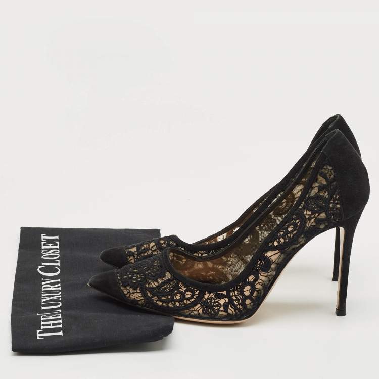Pre Owned Gianvito Rossi Black Suede Pointed Toe  Pumps Size 40.5