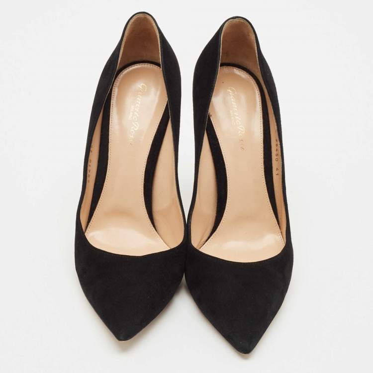Pre Owned Gianvito Rossi Black Suede Pointed Toe Pumps Size 41
