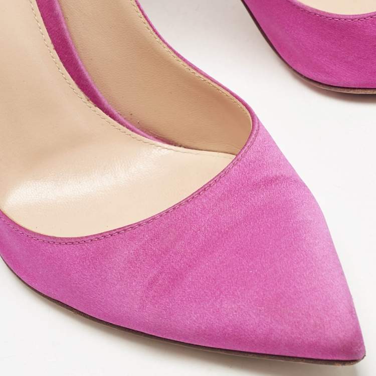 Pre Owned Gianvito Rossi Fuchsia Pink Satin Gianvito 105 Pointed Toe Pumps Size 39