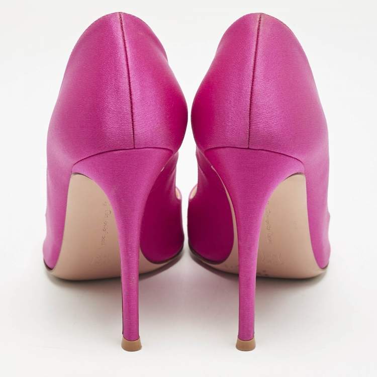 Pre Owned Gianvito Rossi Fuchsia Pink Satin Gianvito 105 Pointed Toe Pumps Size 39